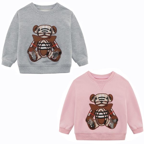 Sweat-shirt pour bébé, vêtements de styliste, ours en peluche à carreaux, pull pour garçons et filles, vêtements pour enfants