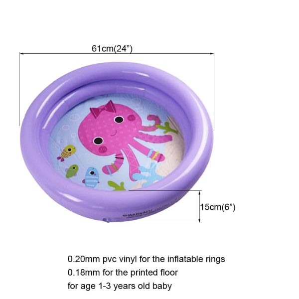 piscina para bebés 61*15 cm Plaza de verano Piscina Inflable encantadora Tortuga de animales impresa inferior niño piscina de piscina