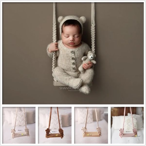 Bébé balançoire né infantile pographie accessoires chaise en bois bébés meubles nourrissons Po tir accessoire accessoires Fotografia 240119