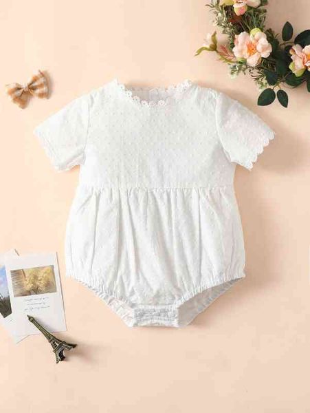 Baby Swiss Dot Guipure Lace Trim Bodysuit ella