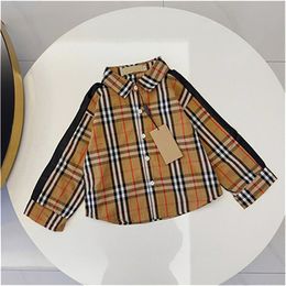 Baby T-shirt Kinderkleding Kids Designer Girls Boys Clothing Top Luxury lente lange mouwbrief revers 90-150 cm A5