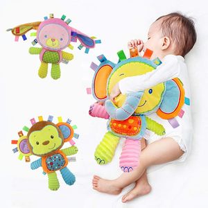 Baby Tags Gevulde dieren Zacht speelgoed Lovey Elephant Plush Bell Builtin Rattles Sensory For Born Toddler Infant Gifts 240407