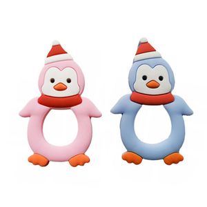 Baby bijtring Cartoon Penguin Modellering Siliconen Molaire Stick Infant Bite Chew Sixease Tanden Gel voor Meisjes Jongens 3 Kleuren