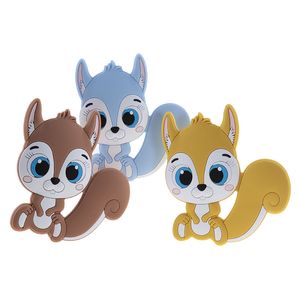 Toyadores de dientes de leche 10 piezas de silicona ardilla para bebés baby dibujos animados colgante de roedores bpa gratis amamantador pequeño animal nacido para masticar el collar de dentición 230422