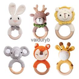 Baby Bijtringen Speelgoed 1pc Baby Bijtring Muziek Rammelaars voor kinderen Dieren Gehaakte Rammelaar Olifant Giraffe Ring Houten Baby's Gym Montessori ldren's Toysvaiduryb