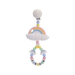 Jouets de dentition pour bébé 1pcs chaînes de sucette en silicone morsure arc-en-ciel nuages dessin animé chaîne de dentition anneau de dentition sucette mâcher pince factice porte-mamelon 230615