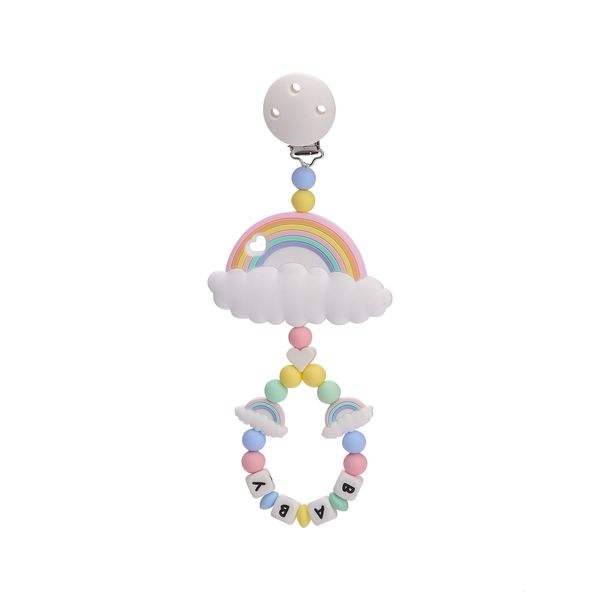 Toyadores de dientes de bebé 1 PCS BIK Silicona Cadenas Pacificadoras Rainbow Clouds Cartoon Cadena de dentición TEATHER SOTHY SOTHY DUMMY CLIP SOPORTE 230615