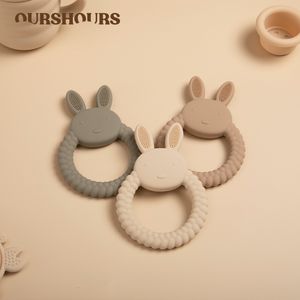 Jouets de dentition pour bébé 1pcs jouet de dentition en silicone de qualité alimentaire dessin animé lapin allaitement anneau de dentition sans BPA né santé molaire à mâcher accessoires 230525