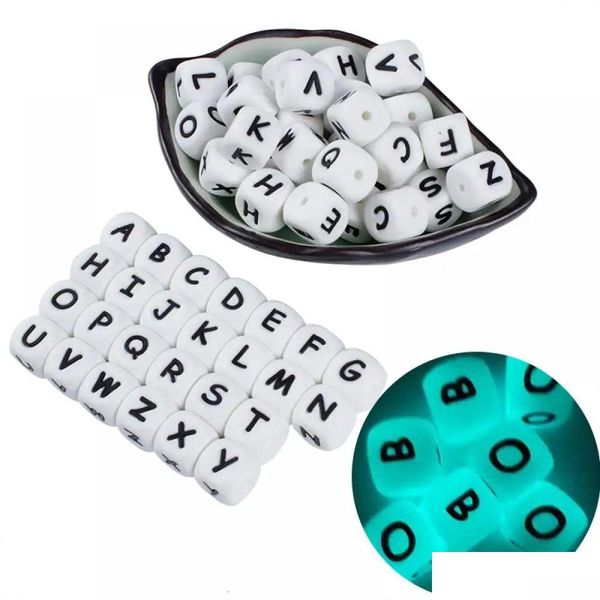 Bebé Mordedores Juguetes 50 Unids 12 Mm Brillan En La Oscuridad Alfabeto Inglés Letras Letras Luminosas Sile Letras Para La Dentición Masticar Juguete Ducha Regalo 2 Dhqyt