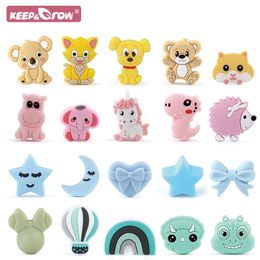 Jouets de dentition pour bébé 5pcs Perles en silicone pour le bricolage Sucettes Chaîne Dentition Sucette Chaîne En Vrac Koala Licorne Ours arc-en-ciel 230329