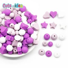 Jouets de dentition pour bébés Cuteidea 50pc Perles en silicone Coeur de lentille Forme d'étoile Allaitement Ensembles de dentition DIY Sucette Chaîne jouets Accessoires 230525