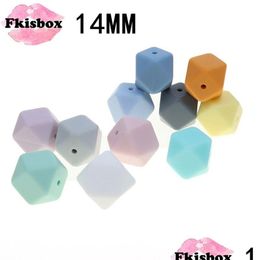 Baby Bijtringen Speelgoed Fkisbox 100Pcs Hexagon 14Mm Bijtring Sile Kralen Diy Sil Tandjes Ketting Losse Kraal Bpa Voor 221109 Drop Levering Dhwrz