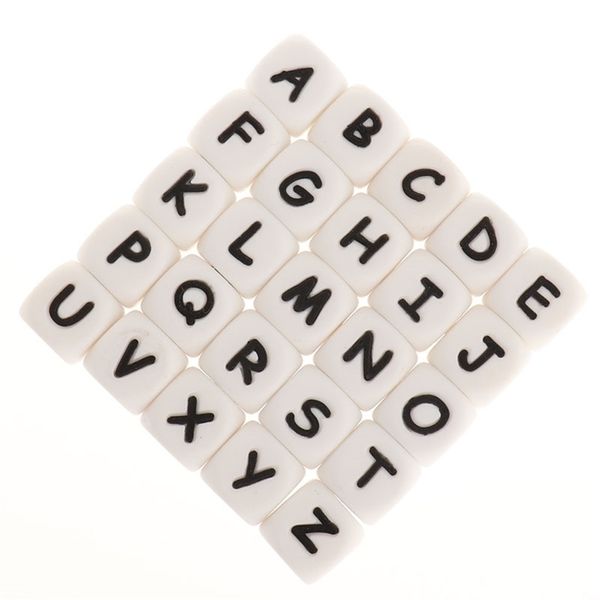 Baby Detram Toys Fkisbox 200pcs Alphabet Silicone English Letters Beads Cube BPA Nom personnalisé gratuit Diy Rodent dentition Pendant 221109