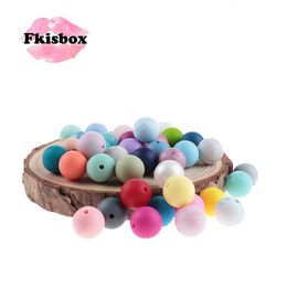 Baby Bijtringen Speelgoed Fkisbox 500 stuks Siliconen 15mm Ronde Losse Kralen Baby Bijtring Fopspeen Ketting Accessoires Tand Verpleging Kauwtabletten Gift DIY BPA Gratis 230617