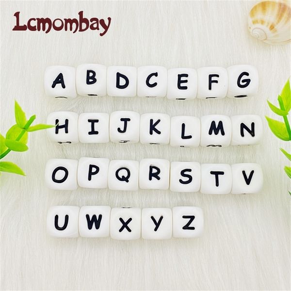 Lcmombay 12mm 200PC Lettre Silicone Perles Anglais Alphabe Perles De Qualité Alimentaire Silicone À Mâcher Perles DIY Bébé Jouets De Dentition Pendentif 230625