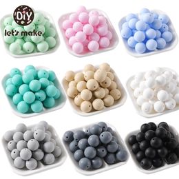 Bodemtandenspeelgoed Let's Make 100 Pcs Perle Silicone Beads 15mm Teelther Round Food Grade Diy BPA Gratis 221109