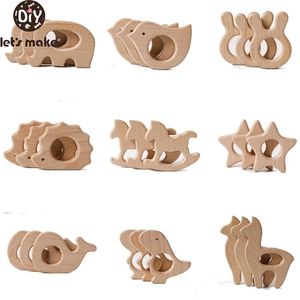 Mordedores para bebés Juguetes Hagamos 20 piezas Mordedores de madera Madera de haya Animal Natrual Venta al por mayor DIY Pulsera Cadena Accesorios Born BPA Free Elephant 221007