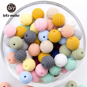 Jouets de dentition pour bébé Permet de faire des perles de silicone 15mm 20pcs DIY Silice filetée Un mois gratuit Spirale de qualité alimentaire Dentition 230518