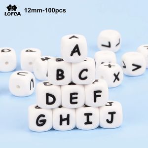 Jouets de dentition pour bébé LOFCA 12mm 100pcs perles de lettre en silicone Alphabet perles de dentition anneau de dentition lettres anglaises de qualité alimentaire bébé soins infirmiers pour la dentition 230601