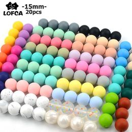 Juguetes para mordedores de bebé LOFCA 15mm 20pcslot Cuentas sueltas de silicona Mordedor seguro Dentición redonda DIY Masticable Colorido para bebés 230518