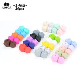 Body Tandsers Toys Lofca Mini Hexagon 20 stcs Siliconen kralen 14 mm kauwen kralen charm