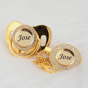 Body Tandsers Toys Miyocar Personaliseer Elke naam kan Gold Bling Pacifier en Pacifier Clip BPA gratis dummy bling uniek ontwerp P8 230311 maken