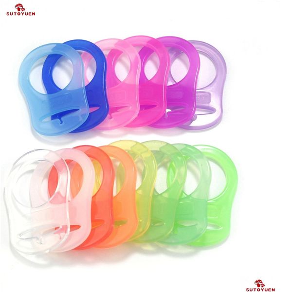 Baby Detrams Toys Sutoyuen 100 PCS Clean Food Grade Food Transparent SILE Pacificier Adaptateur d'anneau pour mam nuk mandem