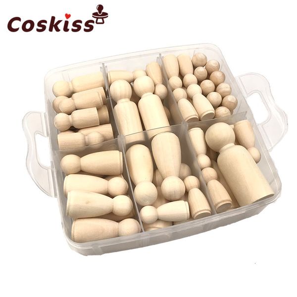 Jouets de dentition pour bébé Jouets en bois Peg Poupées Érable Non peint Enfants Cadeaux d'anniversaire À la main Mariages inachevés Gâteau Décor Ensemble de dentition 230329