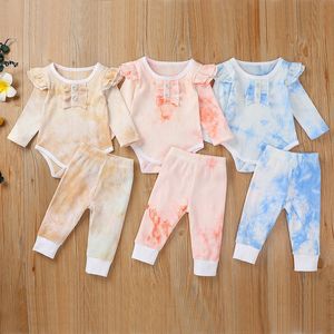 Baby tie dye Outfits Boys Girls Long Sleeve Romper Top + Pants 2pcs/set Cotton Kids Article Pit Clothing Sets Home Pajamas Clothing M2344