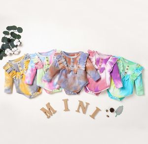 Baby Tie Dye Romper Pasgeboren baby Buumh jumpsuits met lange mouwen Fall Bodysuit Fashion Boutique Kinderen klimkleren M29361192443