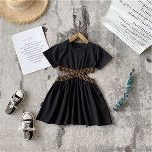 Baby Toddler Girl Kid's Elegante Goth Dress Black Short Sleeve Tutu Sundress Backless Party Jurken 2 3 4 5 6 7 8 jaar oud L2405