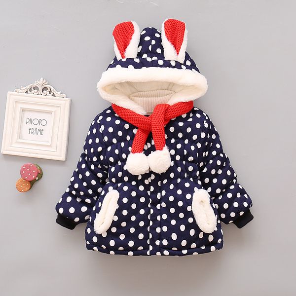 Bébé enfant en bas âge filles vêtements rembourrés en coton ensembles de vêtements mignon dessin animé oreilles de lapin à manches longues en peluche épaississement manteau en coton à capuche 1037 E3