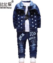 Baby Toddler Sport Clothes Suit Kids Vêtements Set Cotton Boy Clothes Denim Jeans Mabet Tshirt Pantal