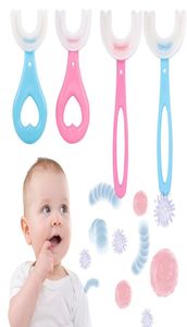 Brosse à dents pour bébé enfants 360 degrés en forme de U brosse à dents pour enfant anneaux de dentition en Silicone souple brosse pour bébés enfants dents soins bucco-dentaires nettoyage 7486749