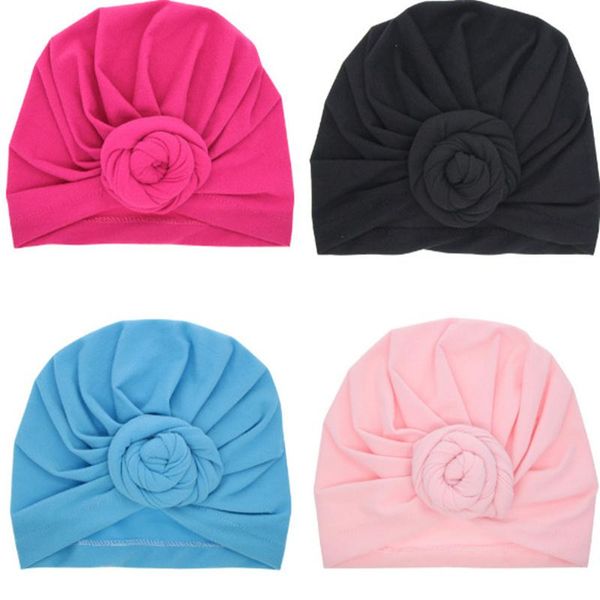 Turban à nœud supérieur pour bébé, chapeau rose, doux, style vintage rétro, accessoires pour cheveux, pour filles et garçons