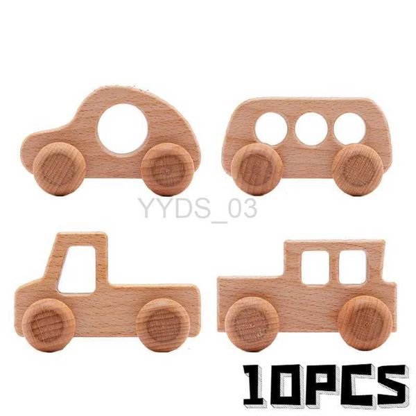 Baby Toy 10 pièces bébé jouets hêtre blocs en bois 1pc en bois voiture Bus dessin animé éducatif Montessori jouets pour enfants dentition bébé Teetherszln231223