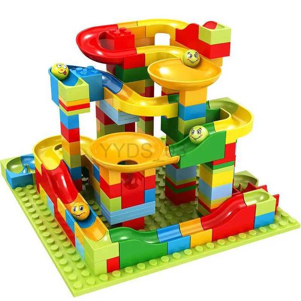 Juguete para bebé 165/330 Uds. Bloques de carrera de mármol de tamaño pequeño pista de laberinto de bolas bloques de construcción bloques deslizantes de embudo de plástico ensamblar ladrillos Toyszln231223