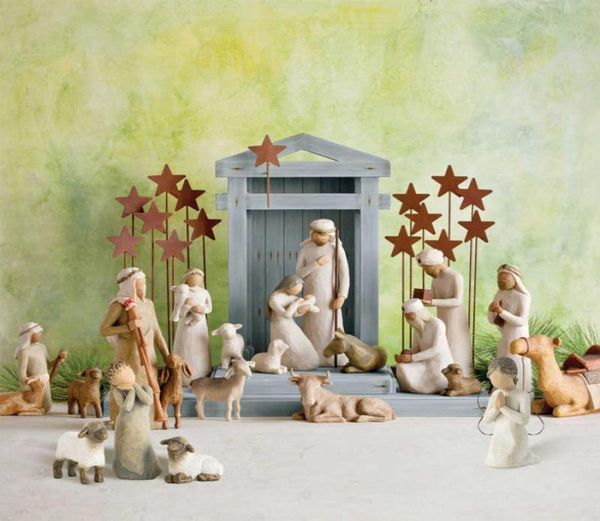 Juguete para bebé, 20 piezas, juego de Natividad grabado a mano, muñeca pintada a mano, colección de Natividad, estatua decorativa, decoración de escritorio, hogar, Christm5969667