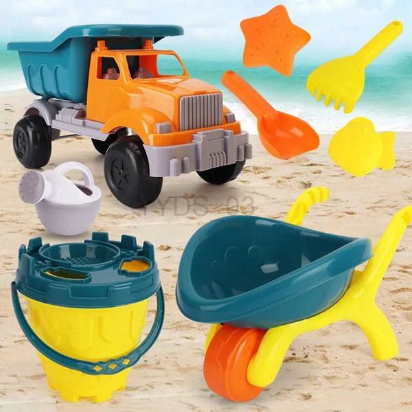 Baby Toy 5/6 pièces bébé plage jouets ensemble été plage jouer chariot et seau ensemble enfants bac à sable ensemble sable outils de dragage enfants Toyszln231223