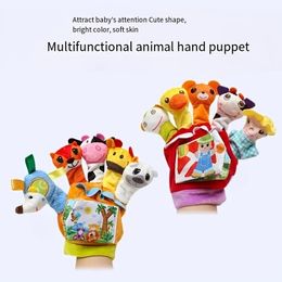 Baby Speelgoed Cartoon Dierenpop Vinger Cover Met Doek Boek Hand Handschoenen Vroege Onderwijs ParentI Kinderen Interactie 240226