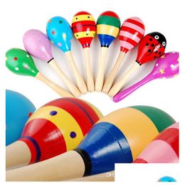 Babyspeelgoed colorf houten speelgoed lawaai maker muzikale ratels voor kinderen instrument leren drop levering cadeaus leren onderwijs dhimh