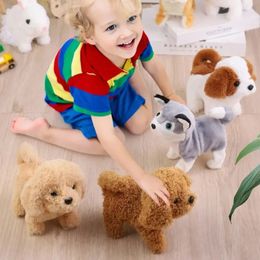 Chiens de jouets pour bébés qui marchent et aboient la queue remuant en peluche interactive électronique animales chiot Montessori jouets pour filles pour les tout-petits enfants 240422