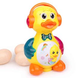Baby speelgoed leggen eieren kleine gele eend mooie muziek ontwikkelt baby's intelligentie glad aan de aanraakpret cartoon stijl G1224