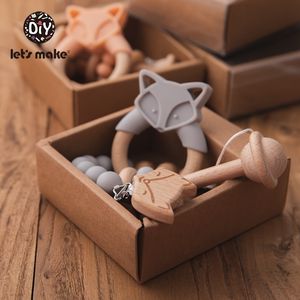 Baby Speelgoed Laten we Baby Beuken Silicagel Rammelaar Pak Bijtring Food Grade Gratis BPA Baby Speelgoed Gift Producten Kinderen met Doos 230919