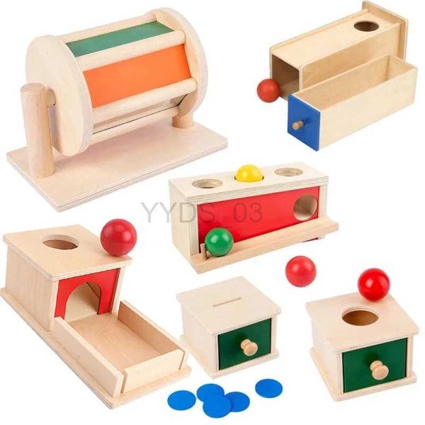 Jouet pour bébé Montessori tambour rotatif avec sons de miroir tambour infantile enfant en bas âge boîte Imbucare jouets éducatifs pour enfants jouets pour bébé 0-12 moiszln231223