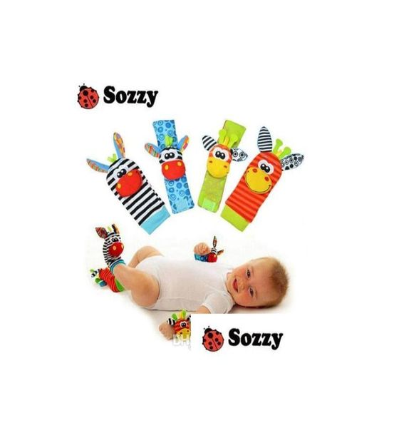 Bébé jouet Sozzy chaussettes jouets cadeau en peluche jardin Bug poignet hochet 3 Styles éducatifs mignon couleur vive livraison directe cadeaux apprentissage E6980625