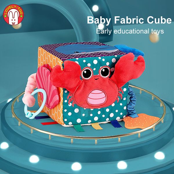 Bébé Jouets Tissu Cube Enfants Livre D'activités En Peluche Bloc D'embrayage Hochets Nouveau Bébé Doux Poupée Début Jouet Éducatif Pour 0-12 Mois LJ201113