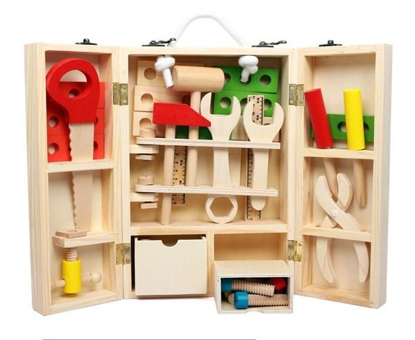 Ensemble de jouets en bois pour enfants, ensemble d'outils multifonctionnels, boîte d'entretien, jouet en bois, combinaison d'écrous, cadeau de noël/anniversaire