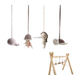 Baby Toys Wooden Play Gym Hanging Bed Holder animal Pendant Stroller Baby Toy Bell Wood Rattle Newborn Educational Toy HKD230817