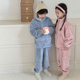 tuta da bambino bambini vestiti invernali caldi set neonate ragazze felpa stampata multicolori due pezzi set felpa con cappuccio cappotto pantaloni abbigliamento F6hW #